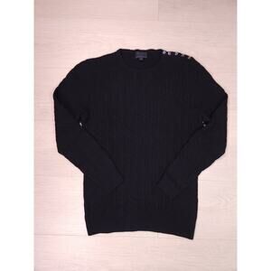 J. Crew Collection Italian Cashmere Sweater – Black Cable Knit, Size M